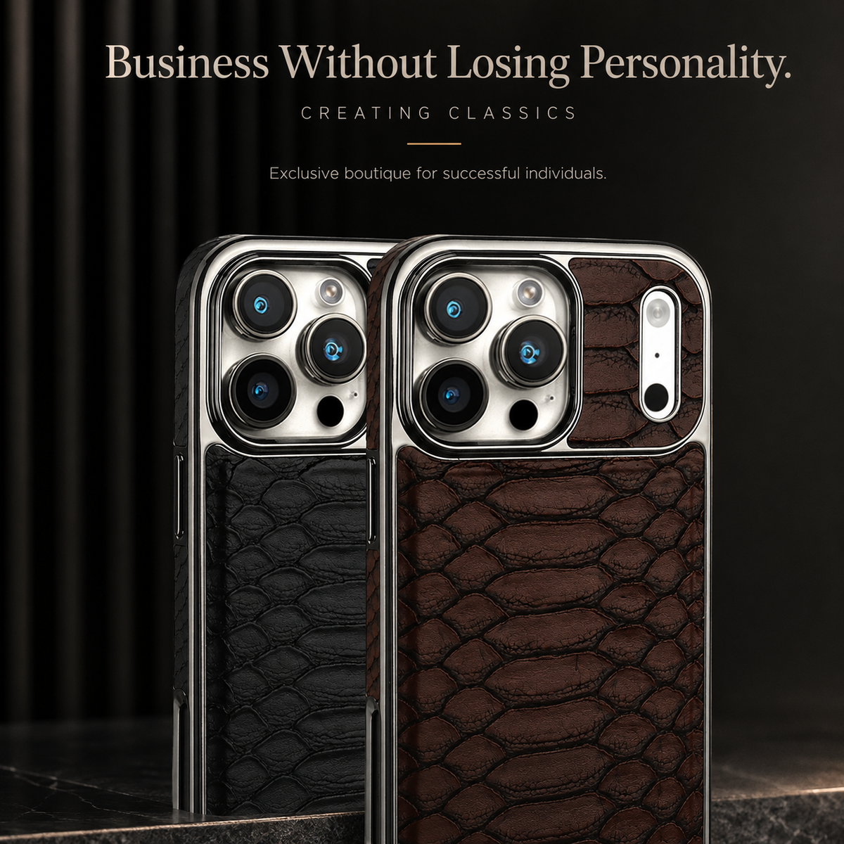 Premium iPhone Case Snake Pattern Leather Protective Cover Soft Flannel Lining Anti Scratch Non Slip Slim Lightweight Shock Resistant Fashion Design
