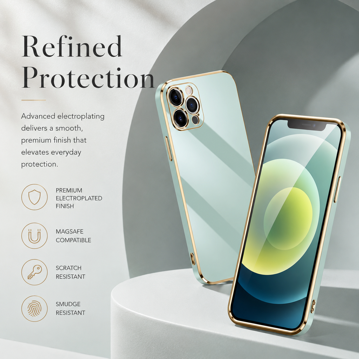 Premium iPhone Case Soft Silicone Slim Protective Cover Plated Edge Shockproof Anti Fingerprint Anti Scratch Solid Color Lightweight Non Slip Matte