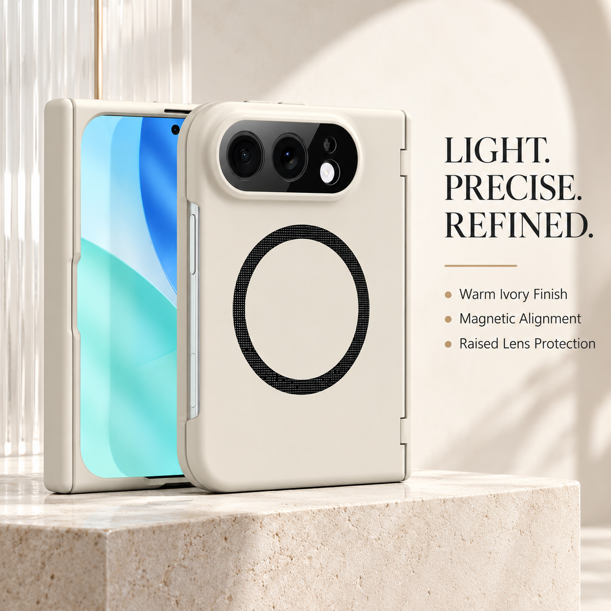 Premium iPhone Case Spring Hinge Armor Magnetic Tempered Glass Shockproof Hard PC Anti Scratch Full Foldable Protective Flip Cover Case Design