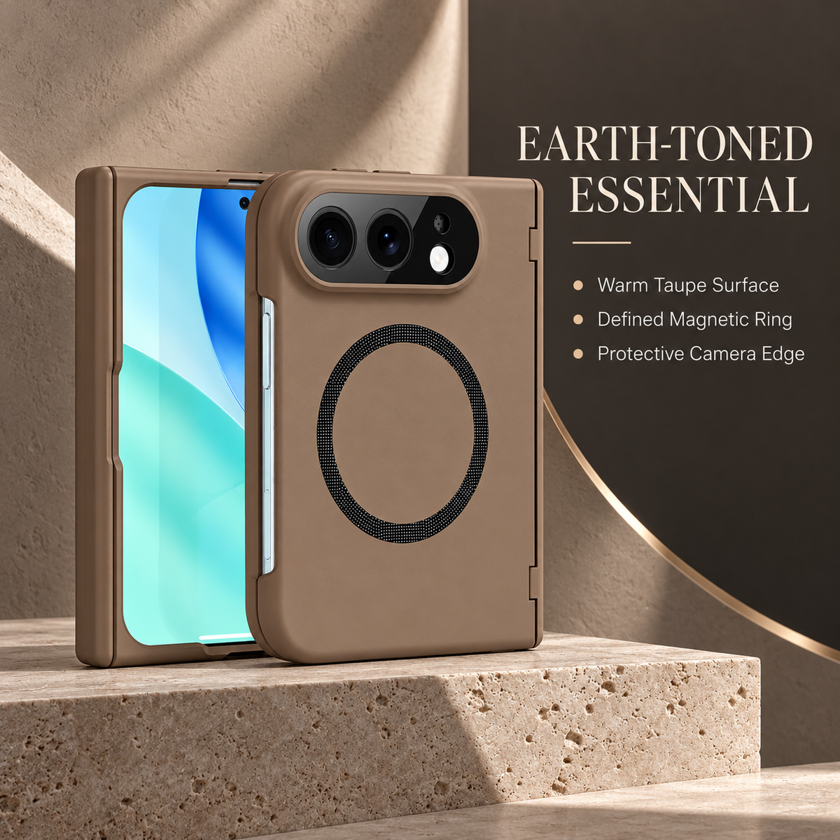 Premium iPhone Case Spring Hinge Armor Magnetic Tempered Glass Shockproof Hard PC Anti Scratch Full Foldable Protective Flip Cover Case Design