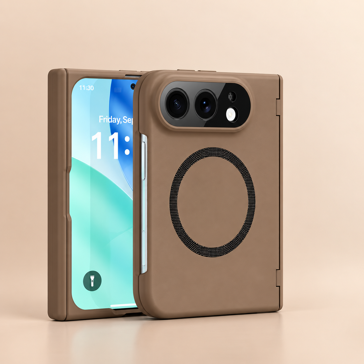 Premium iPhone Case Spring Hinge Armor Magnetic Tempered Glass Shockproof Hard PC Anti Scratch Full Foldable Protective Flip Cover Case Design