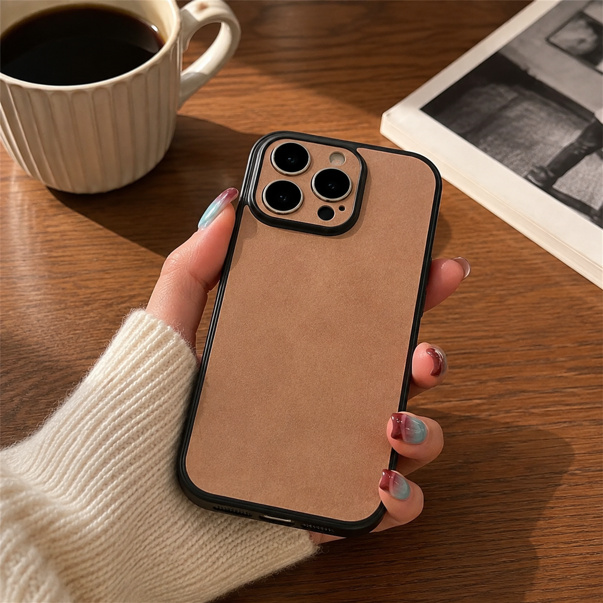 Premium iPhone Case Suede Leather Ultra Thin Shockproof Protective Cover Soft Silicone Edge Camera Lens Protection Electroplated Anti Scratch Non Slip Slim