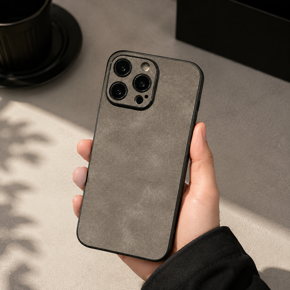 Premium iPhone Case Suede Leather Ultra Thin Shockproof Protective Cover Soft Silicone Edge Camera Lens Protection Electroplated Anti Scratch Non Slip Slim