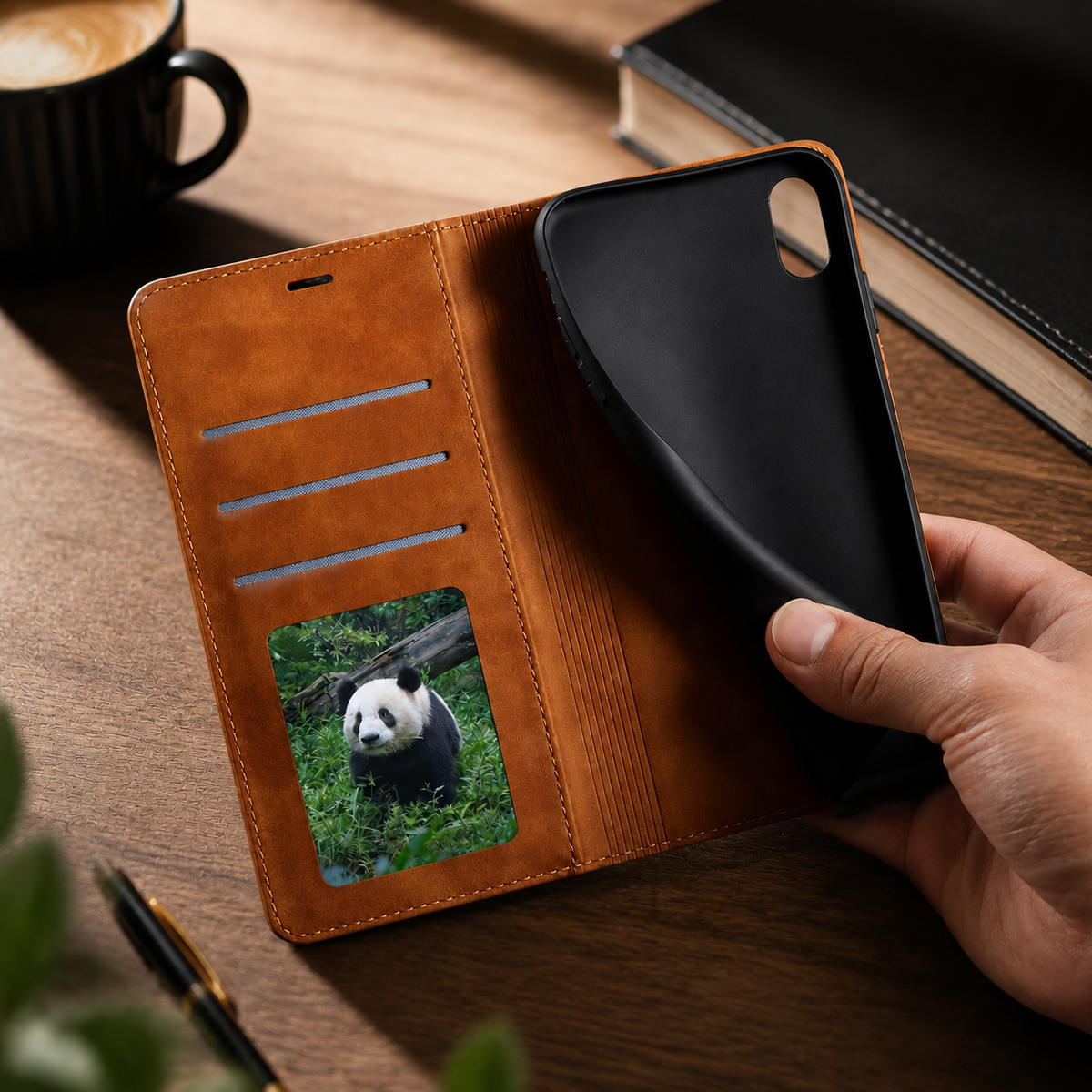 Premium iPhone Case Suede Leather Wallet Flip Cover Card Holder Magnetic Closure Shockproof Full Body Protection Slim Soft Touch Kickstand Design