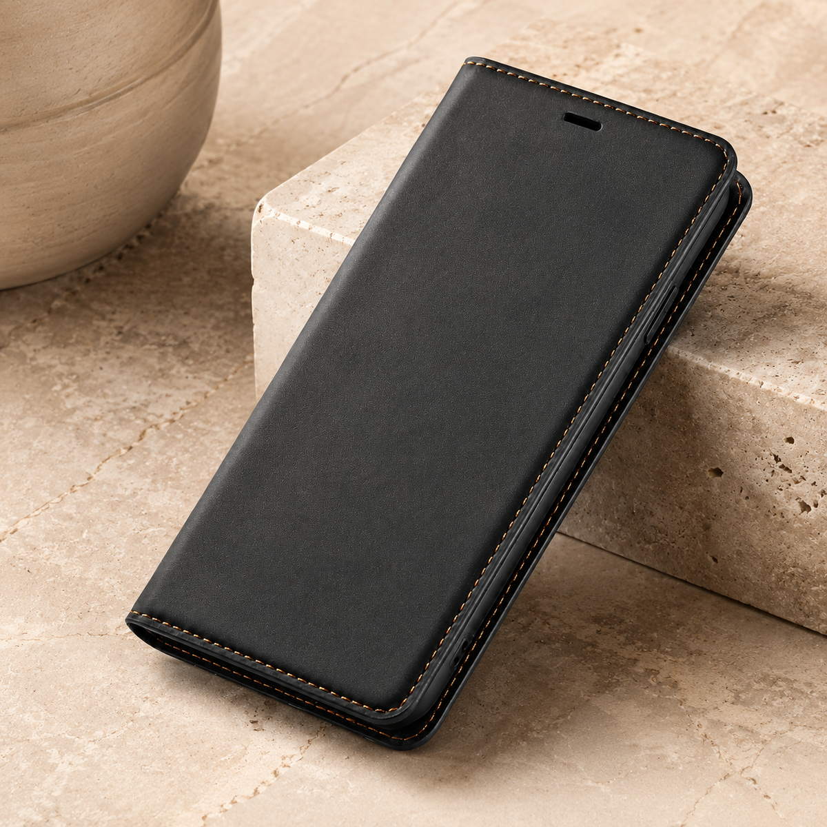 Premium iPhone Case Suede Leather Wallet Flip Cover Card Holder Magnetic Closure Shockproof Full Body Protection Slim Soft Touch Kickstand Design