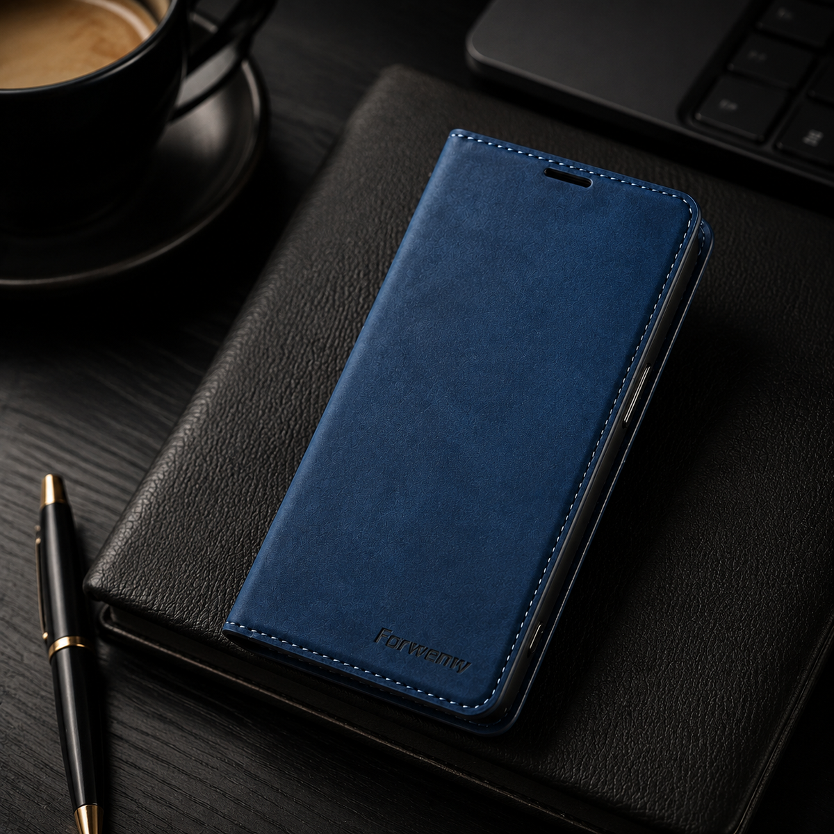 Premium iPhone Case Suede Leather Wallet Flip Cover Card Holder Magnetic Closure Shockproof Full Body Protection Slim Soft Touch Kickstand Design