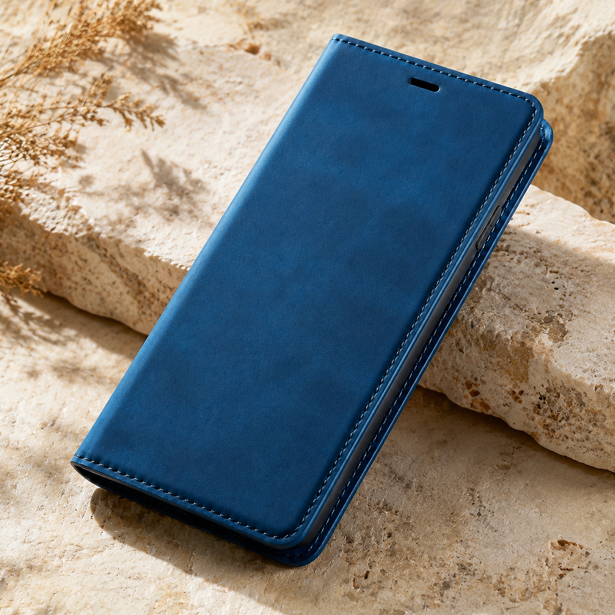 Premium iPhone Case Suede Leather Wallet Flip Cover Card Holder Magnetic Closure Shockproof Full Body Protection Slim Soft Touch Kickstand Design