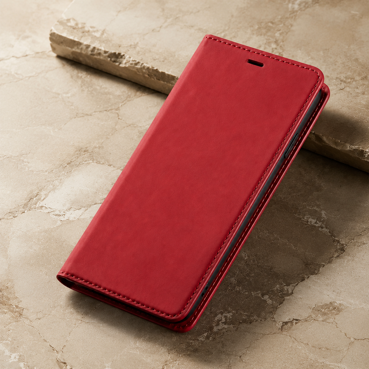 Premium iPhone Case Suede Leather Wallet Flip Cover Card Holder Magnetic Closure Shockproof Full Body Protection Slim Soft Touch Kickstand Design