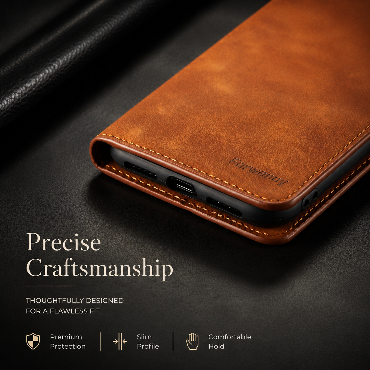 Premium iPhone Case Suede Leather Wallet Flip Cover Card Holder Magnetic Closure Shockproof Full Body Protection Slim Soft Touch Kickstand Design