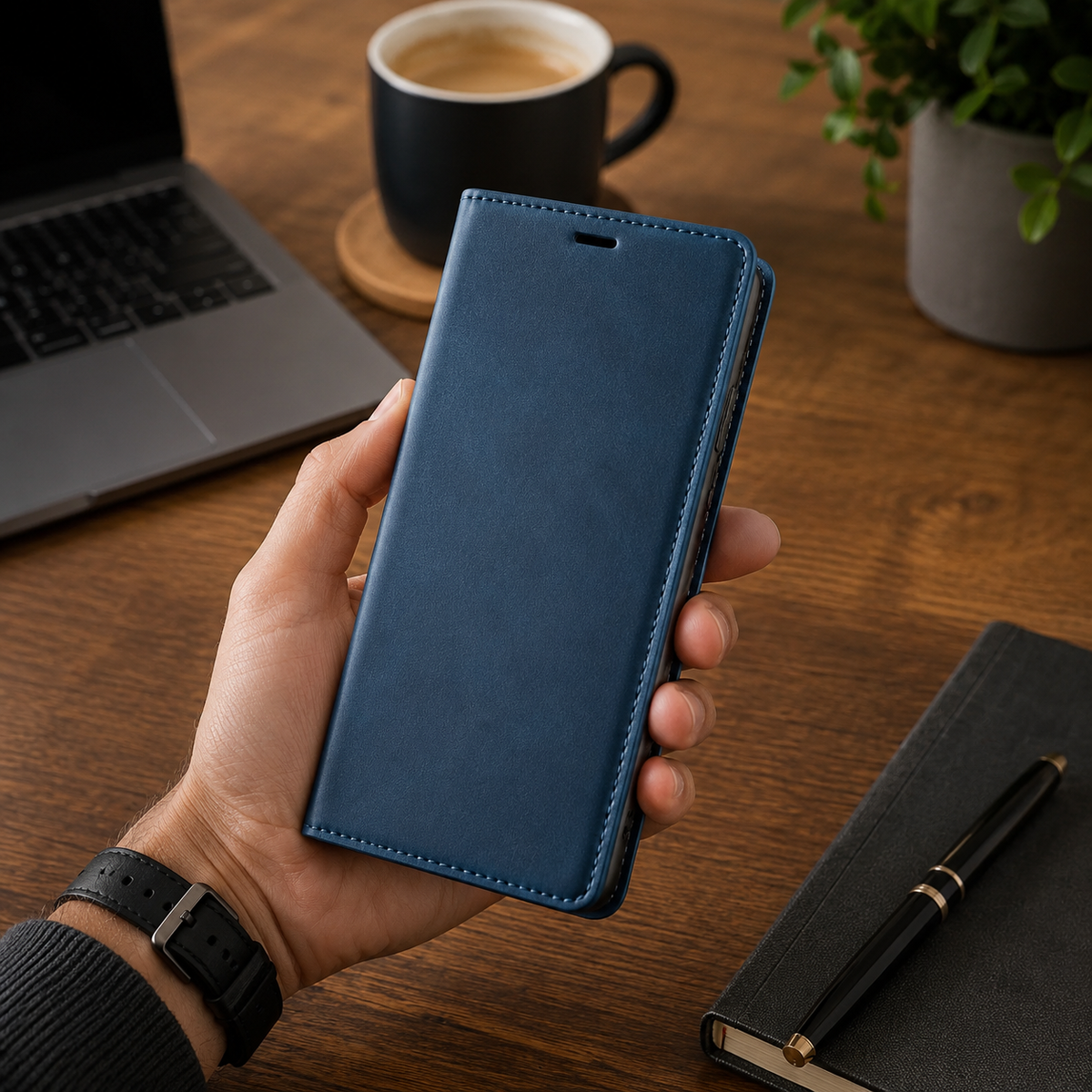 Premium iPhone Case Suede Leather Wallet Flip Cover Card Holder Magnetic Closure Shockproof Full Body Protection Slim Soft Touch Protective Design