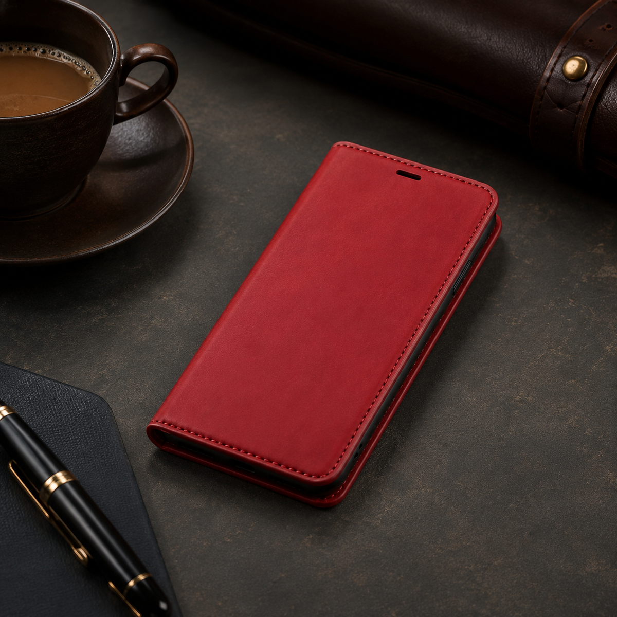 Premium iPhone Case Suede Leather Wallet Flip Cover Card Holder Magnetic Closure Shockproof Full Body Protection Slim Soft Touch Protective Design