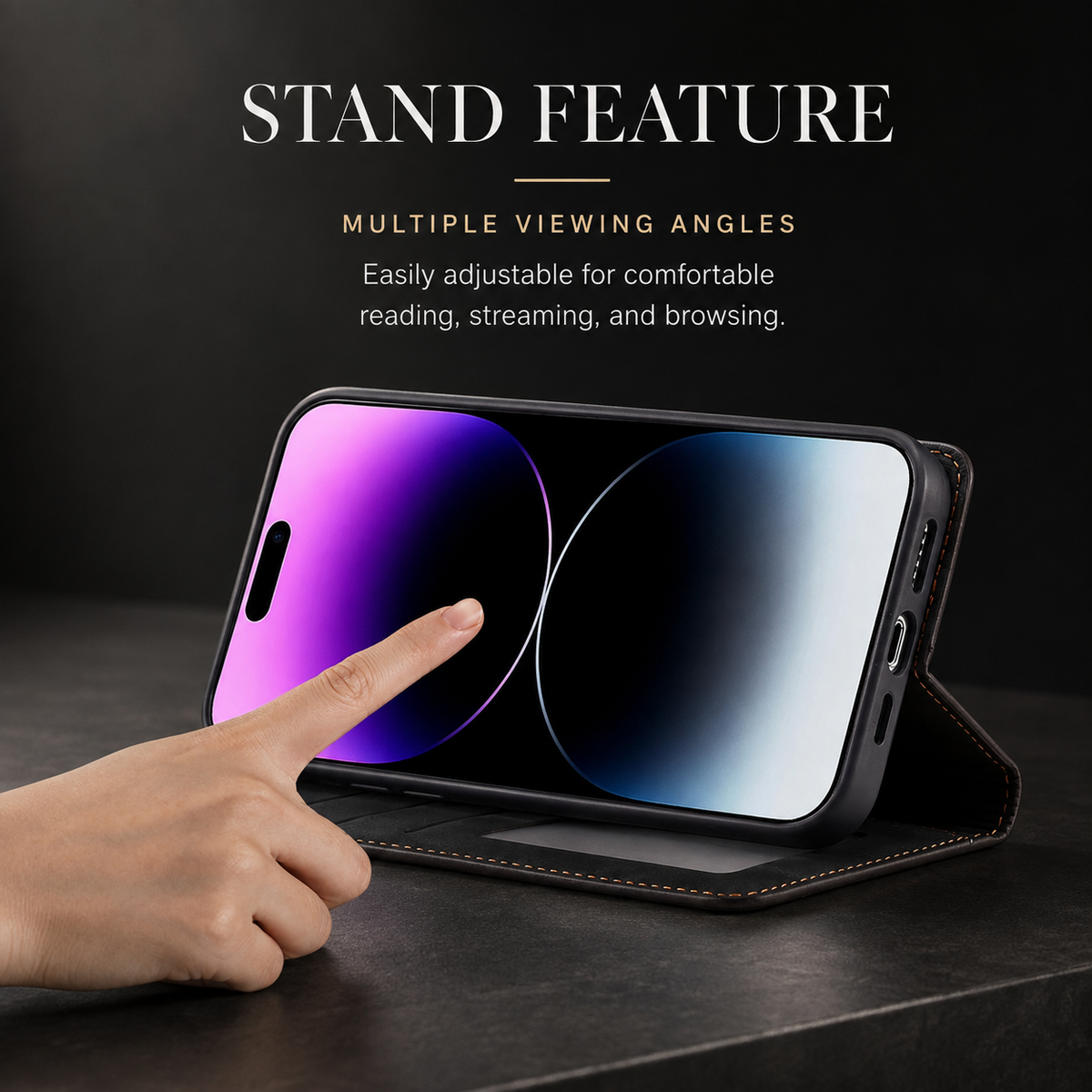Premium iPhone Case Suede Leather Wallet Flip Cover Card Holder Magnetic Closure Shockproof Full Body Protection Slim Soft Touch Protective Design