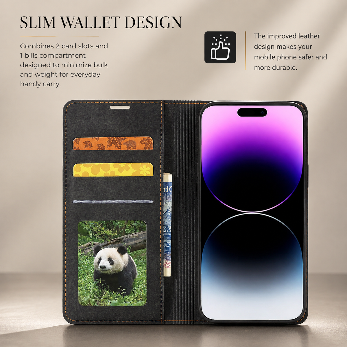 Premium iPhone Case Suede Leather Wallet Flip Cover Card Holder Magnetic Closure Shockproof Full Body Protection Slim Soft Touch Protective Design