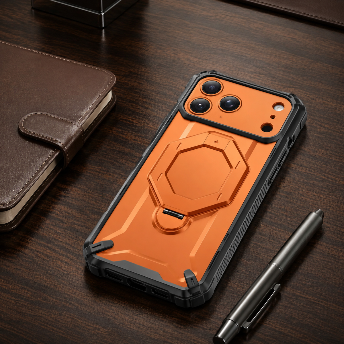 Premium iPhone Case TONGATE 360 Spin Magnetic Ring Stand Screen Protector Camera Control Heavy Duty Shockproof PC Protective Cover Case Design