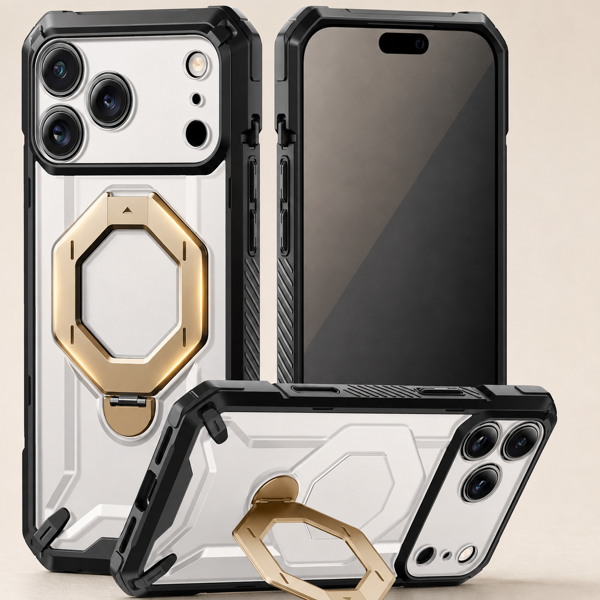 Premium iPhone Case TONGATE 360 Spin Magnetic Ring Stand Screen Protector Camera Control Heavy Duty Shockproof PC Protective Cover Case Design
