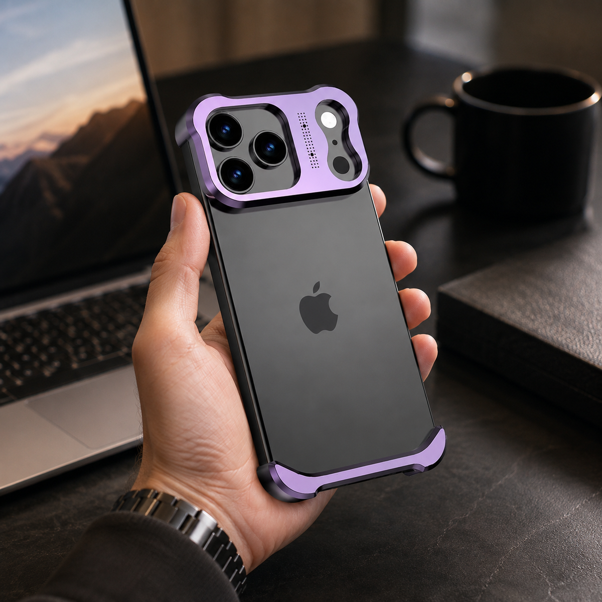 Premium iPhone Case Titanium Alloy Bumper Shockproof Protective Cover Camera Lens Protection Matte Anti Slip Lightweight Slim Reinforced Metal Frame
