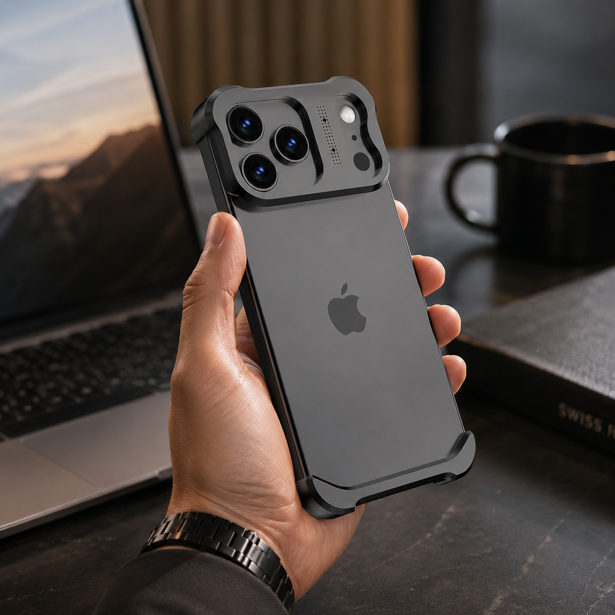 Premium iPhone Case Titanium Alloy Bumper Shockproof Protective Cover Camera Lens Protection Matte Anti Slip Lightweight Slim Reinforced Metal Frame