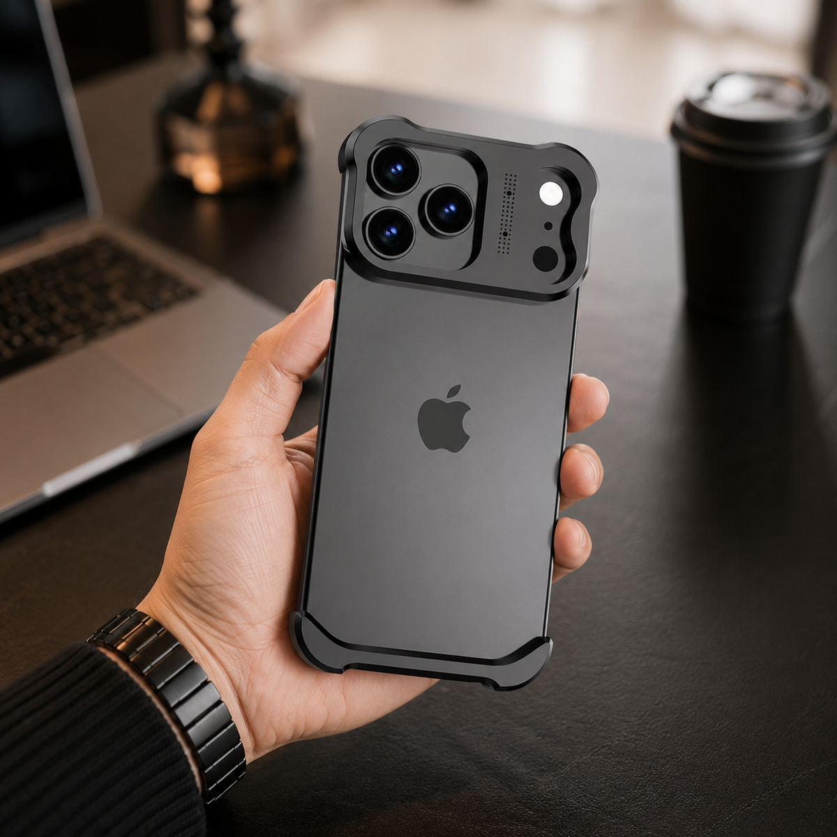 Premium iPhone Case Titanium Alloy Bumper Shockproof Protective Cover Camera Lens Protection Matte Anti Slip Lightweight Slim Reinforced Metal Frame