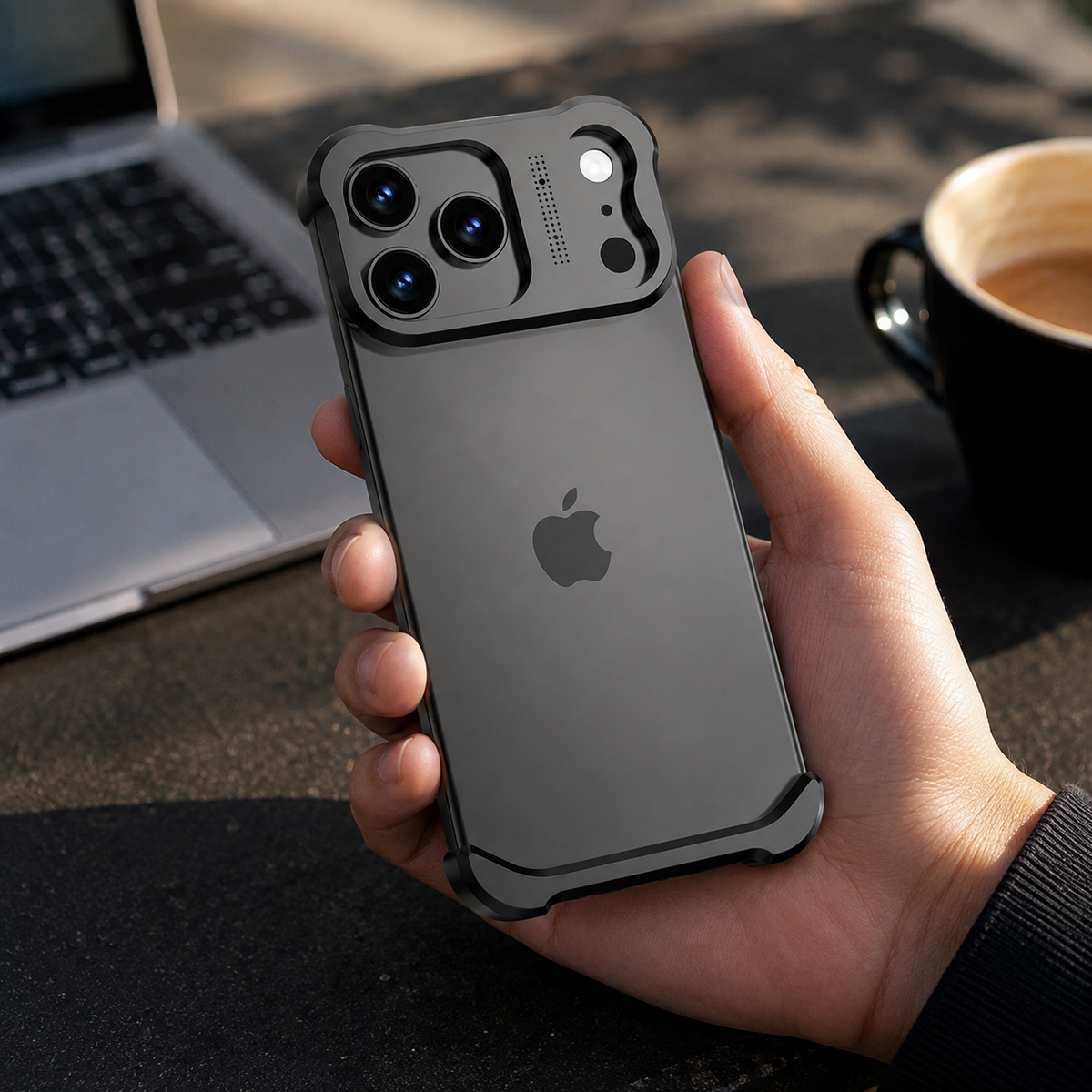 Premium iPhone Case Titanium Alloy Bumper Shockproof Protective Cover Camera Lens Protection Matte Anti Slip Lightweight Slim Reinforced Metal Frame