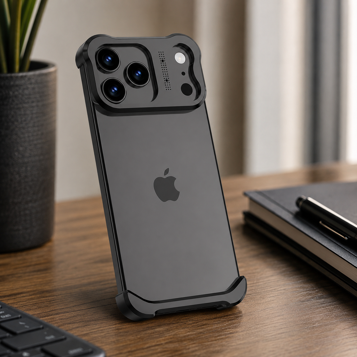 Premium iPhone Case Titanium Alloy Bumper Shockproof Protective Cover Camera Lens Protection Matte Anti Slip Lightweight Slim Reinforced Metal Frame