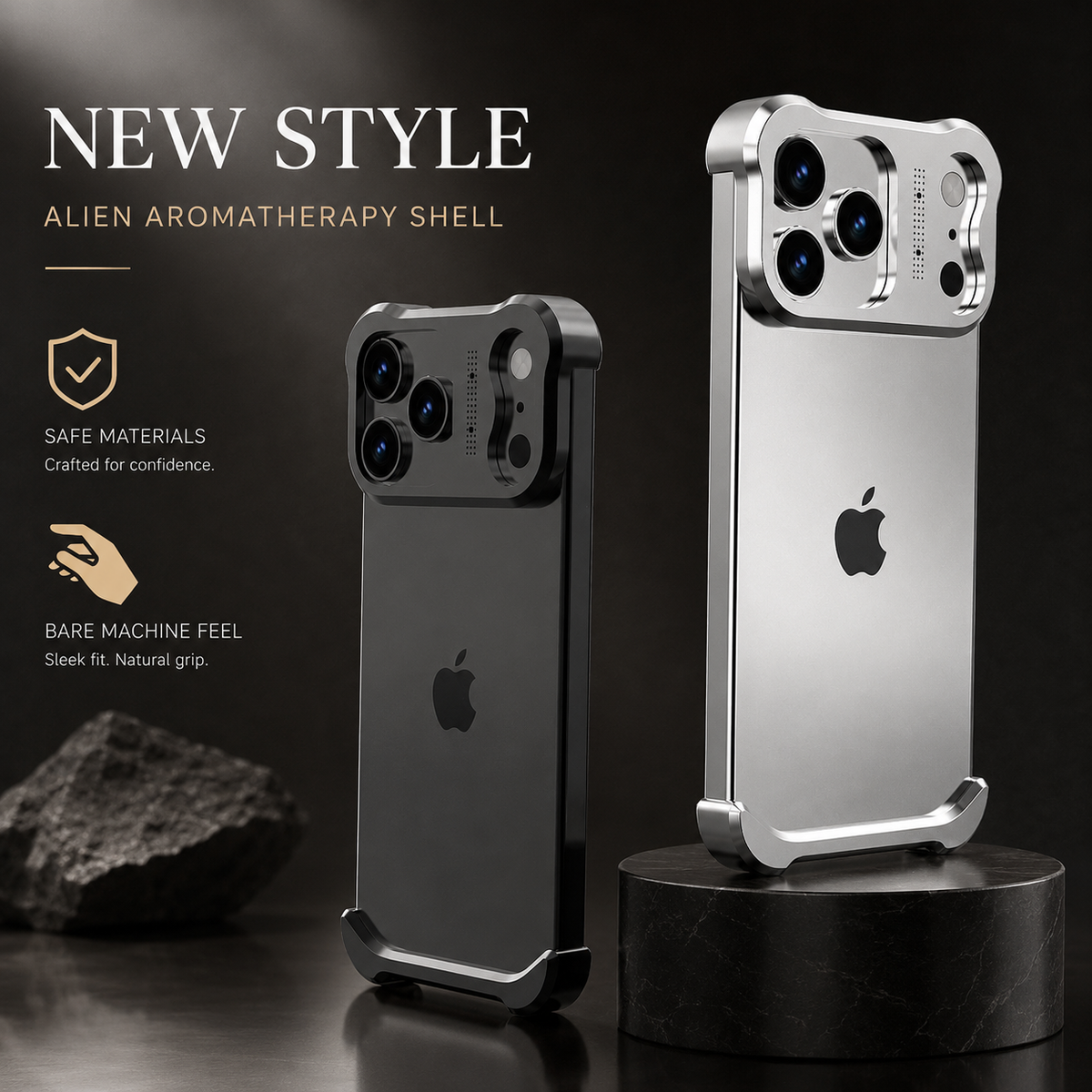 Premium iPhone Case Titanium Alloy Bumper Shockproof Protective Cover Camera Lens Protection Matte Anti Slip Lightweight Slim Reinforced Metal Frame