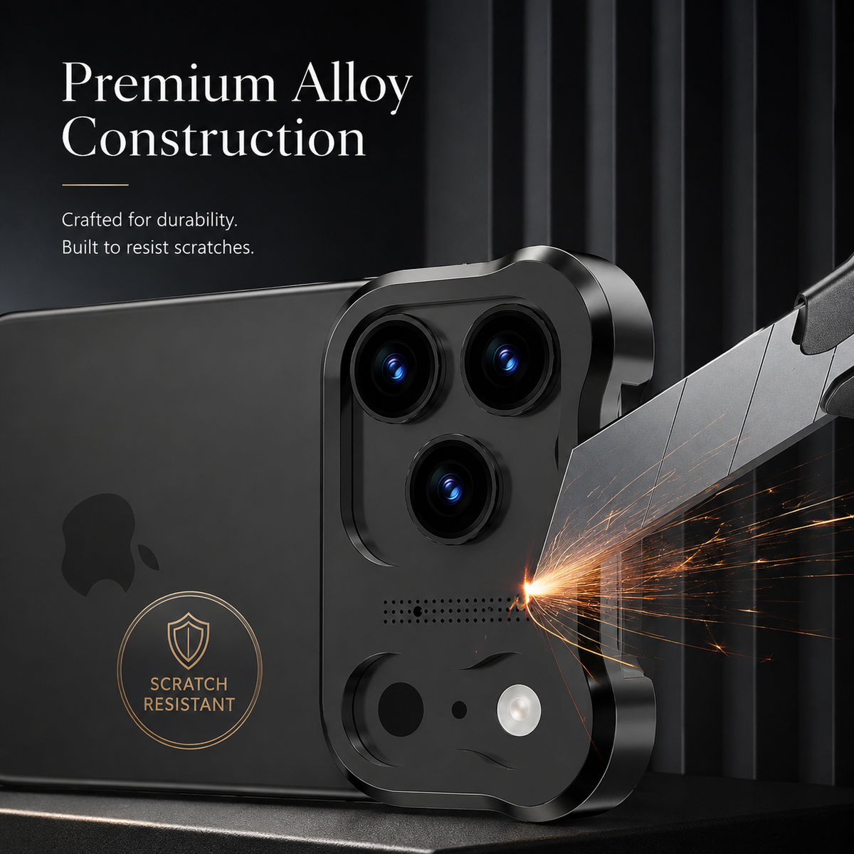 Premium iPhone Case Titanium Alloy Bumper Shockproof Protective Cover Camera Lens Protection Matte Anti Slip Lightweight Slim Reinforced Metal Frame