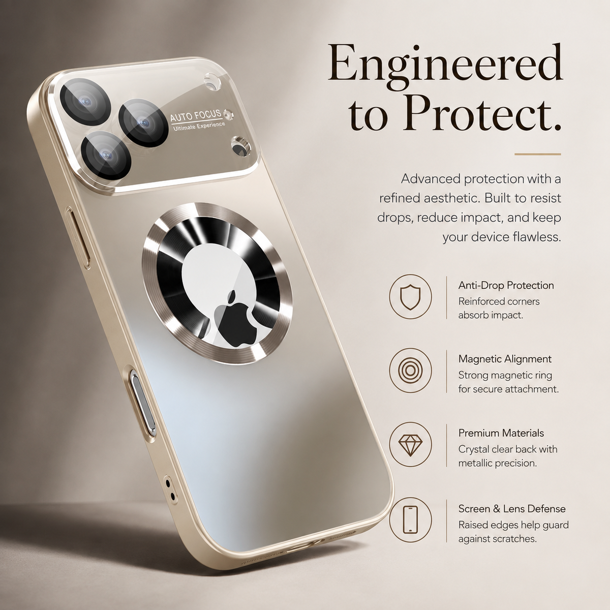 Premium iPhone Case Titanium Magnetic Camera Lens Protection Shockproof PC TPU Matte Tough Slim Reinforced Anti Scratch Protective Bumper Cover Case