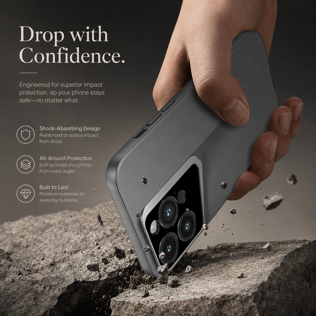 Premium iPhone Case Titanium Style Ultra Thin Shockproof Protective Cover Camera Lens Protection Matte Anti Fingerprint Non Slip Lightweight Slim PC