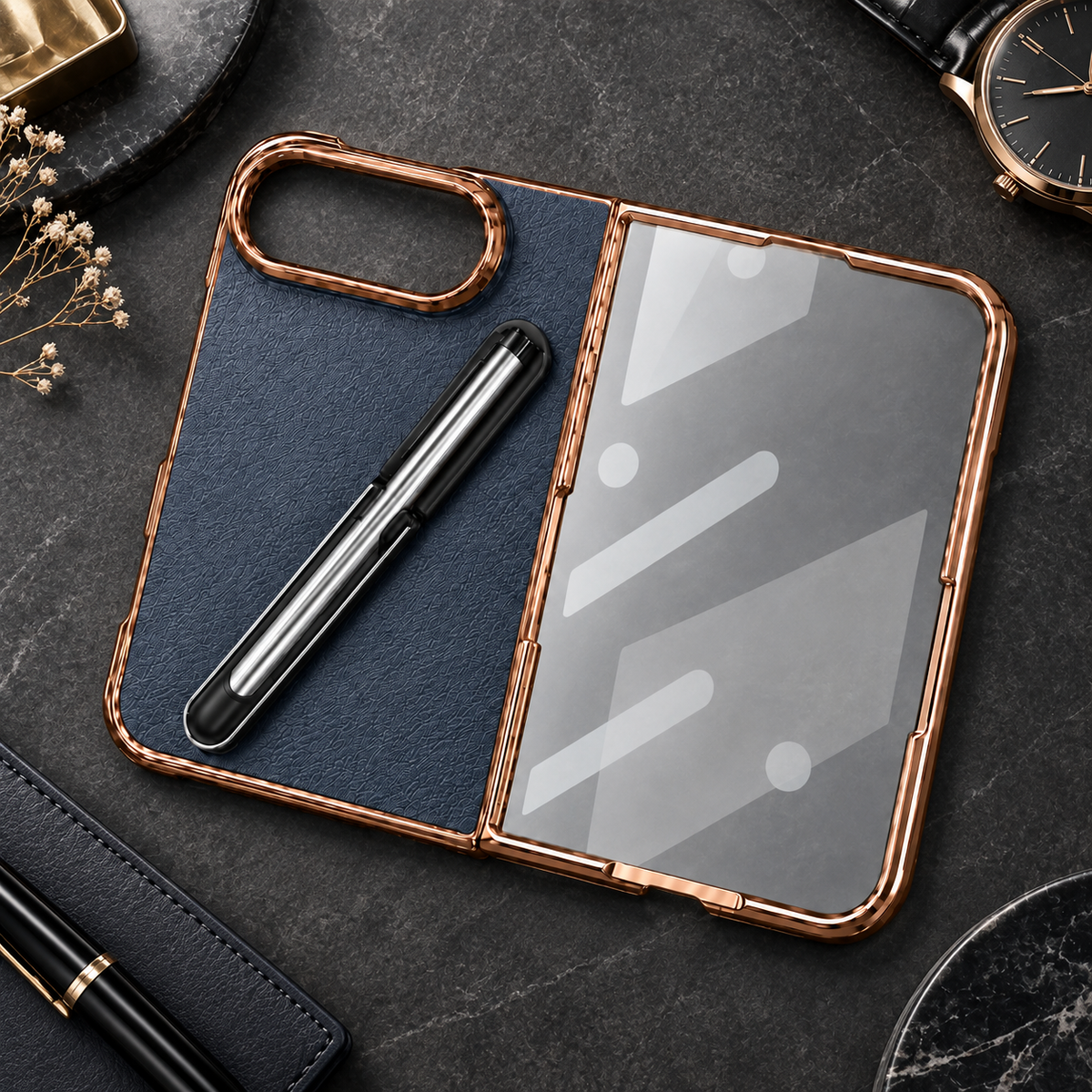 Premium iPhone Case Touch Pen Holder Foldable Bracket Stand Textured PC Business Shockproof Slim Protective Back Shell Cover Case for iPhone Ultra Fold