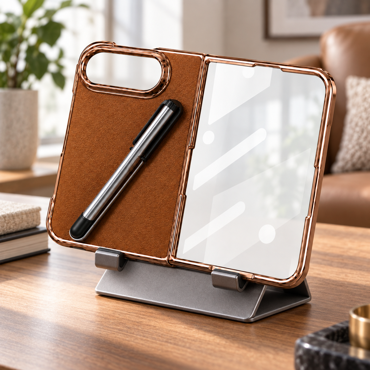 Premium iPhone Case Touch Pen Holder Foldable Bracket Stand Textured PC Business Shockproof Slim Protective Back Shell Cover Case for iPhone Ultra Fold