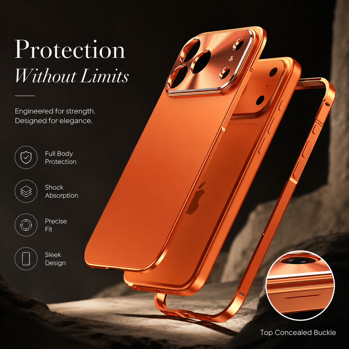 Premium iPhone Case Ultra Thin Aluminum Alloy Frame Shockproof Protective Cover Frosted PC Back Anti Scratch Anti Fingerprint Slim Matte Full Coverage