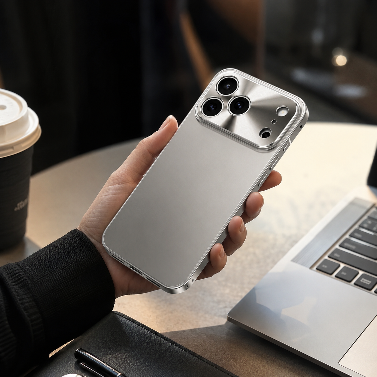 Premium iPhone Case Ultra Thin Aluminum Alloy Frame Shockproof Protective Cover Frosted PC Back Anti Scratch Anti Fingerprint Slim Matte Full Coverage