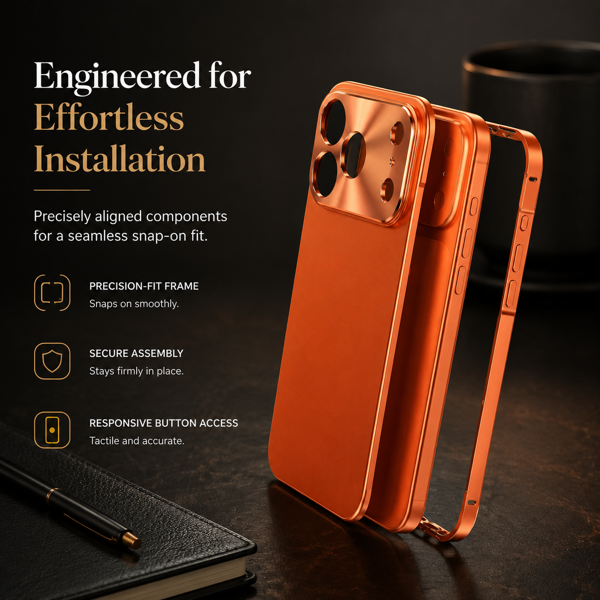 Premium iPhone Case Ultra Thin Aluminum Frame Frosted Matte Back Cover Shockproof Protective Camera Lens Guard Slim Design Full Coverage Anti Fingerprint Description Title