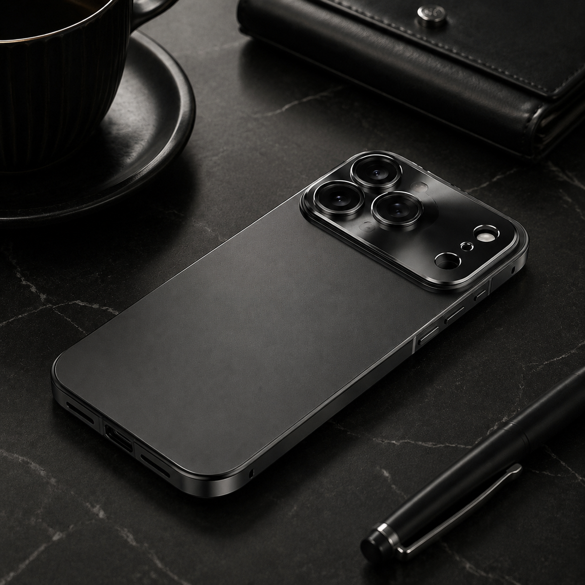 Premium iPhone Case Ultra Thin Aluminum Frame Frosted Matte Back Cover Shockproof Protective Camera Lens Guard Slim Design Full Coverage Anti Fingerprint Description Title