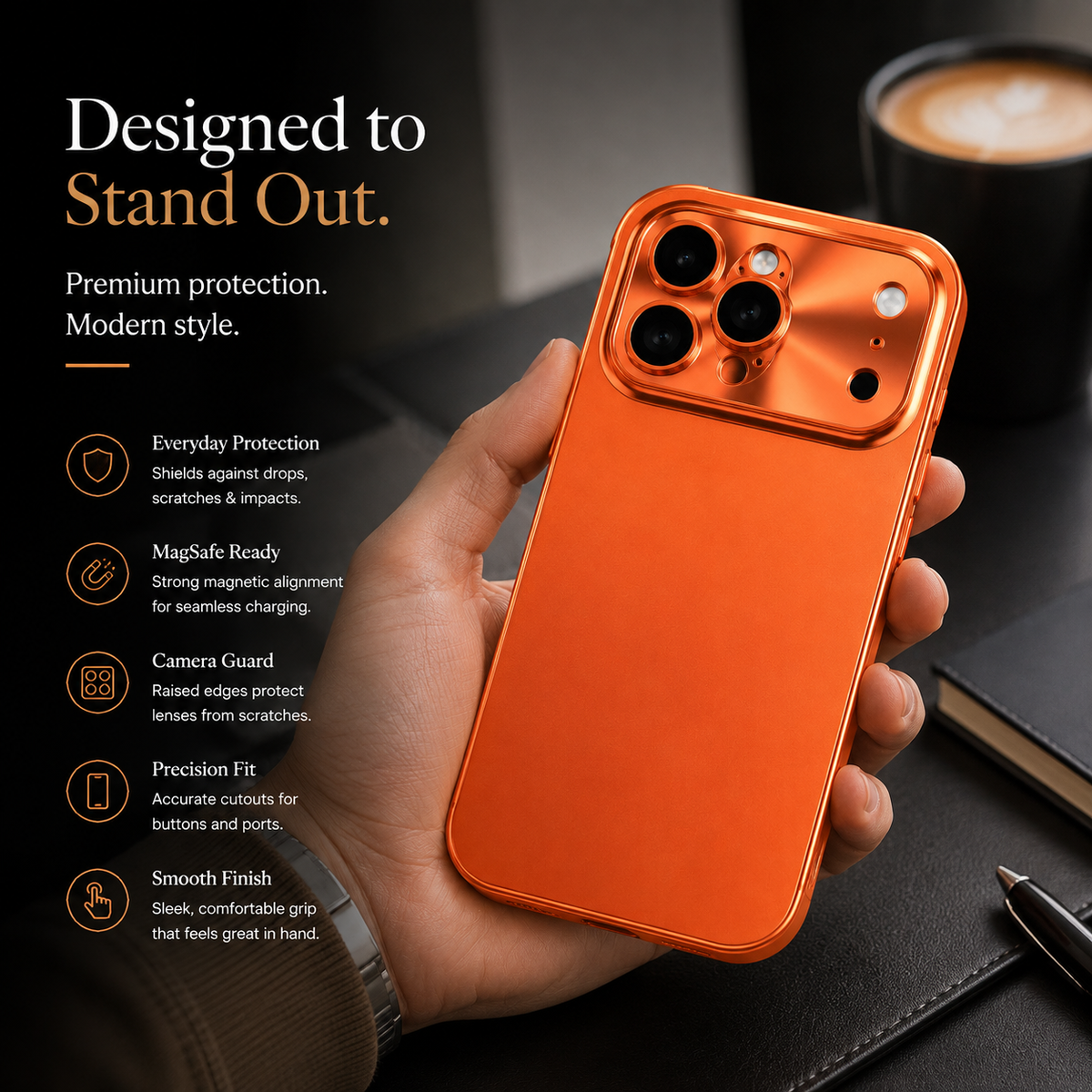 Premium iPhone Case Ultra Thin Aluminum Frame Frosted Matte Back Cover Shockproof Protective Camera Lens Guard Slim Design Full Coverage Anti Fingerprint Description Title