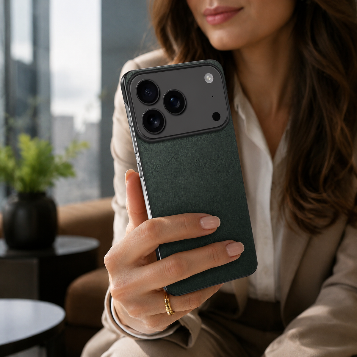 Premium iPhone Case Ultra Thin Frameless Leather PC Cover MagSafe Compatible Shockproof Anti Fall Borderless Protection Camera Lens Guard Slim Design