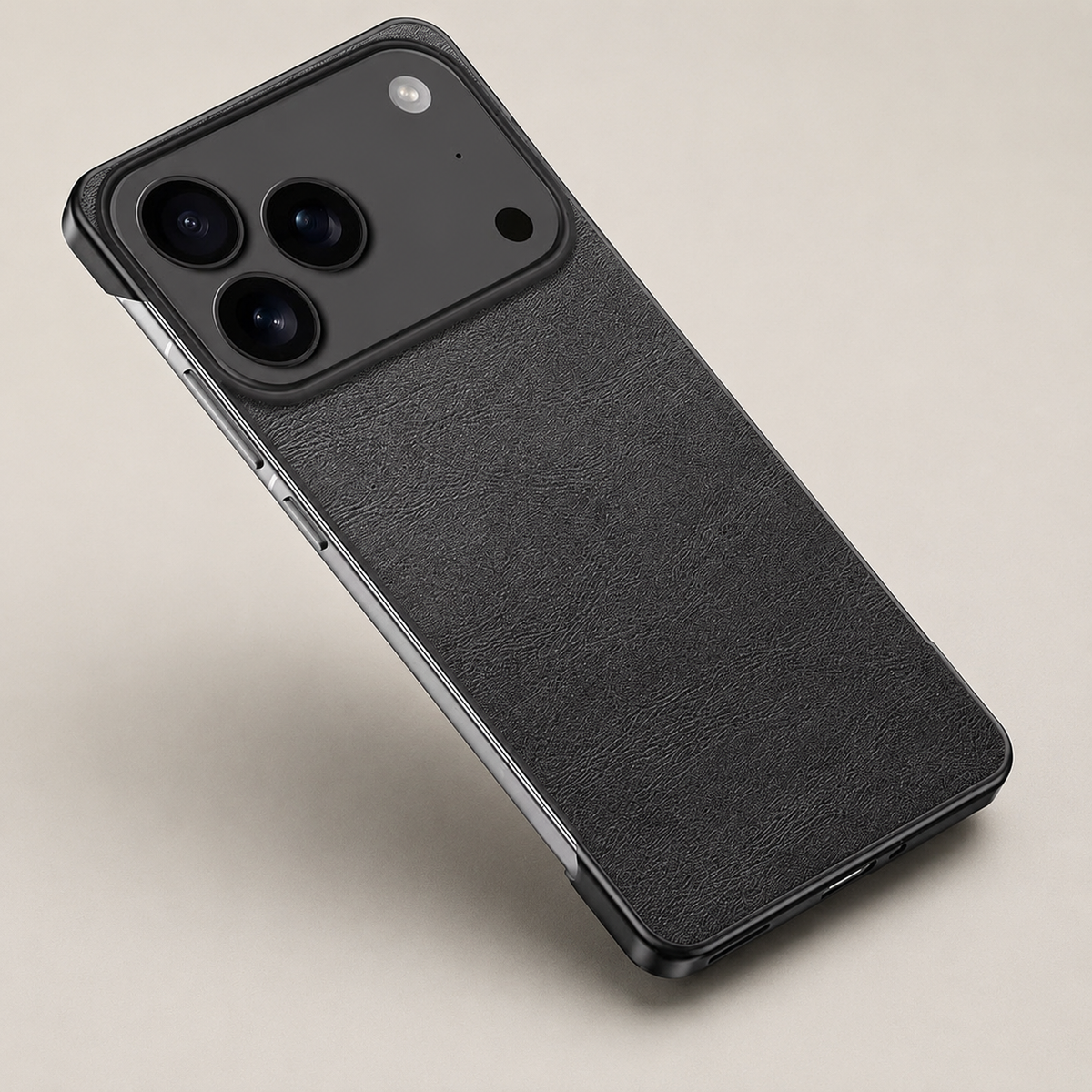 Premium iPhone Case Ultra Thin Frameless Leather PC Cover MagSafe Compatible Shockproof Anti Fall Borderless Protection Camera Lens Guard Slim Design
