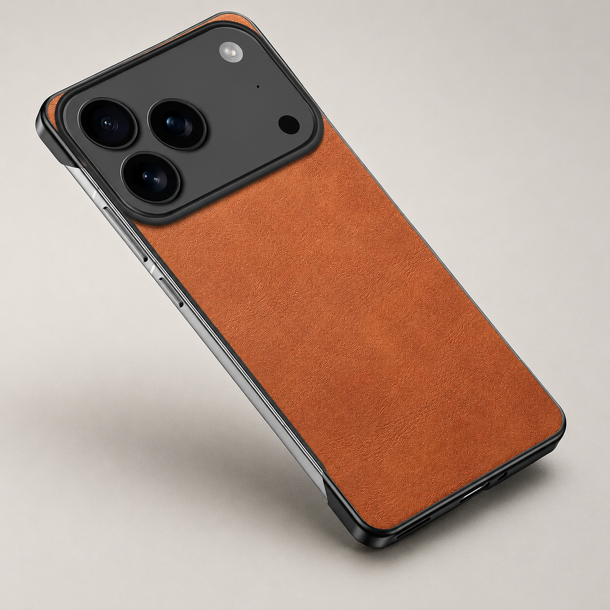 Premium iPhone Case Ultra Thin Frameless Leather PC Cover MagSafe Compatible Shockproof Anti Fall Borderless Protection Camera Lens Guard Slim Design
