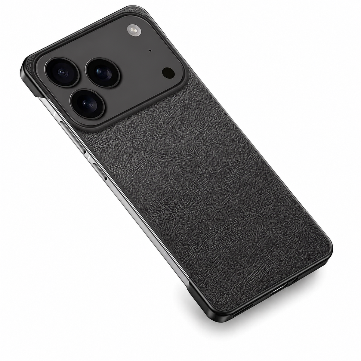 Premium iPhone Case Ultra Thin Frameless Leather PC Cover MagSafe Compatible Shockproof Anti Fall Borderless Protection Camera Lens Guard Slim Design