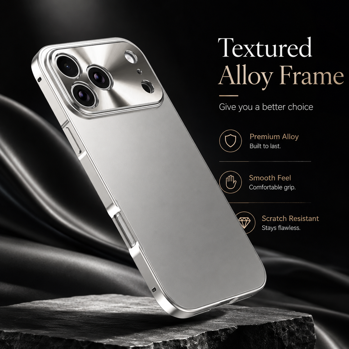 Premium iPhone Case Ultra Thin Protective Cover Aluminum Alloy Frame Frosted Matte Backplate Shockproof Camera Lens Guard Slim Lightweight Design