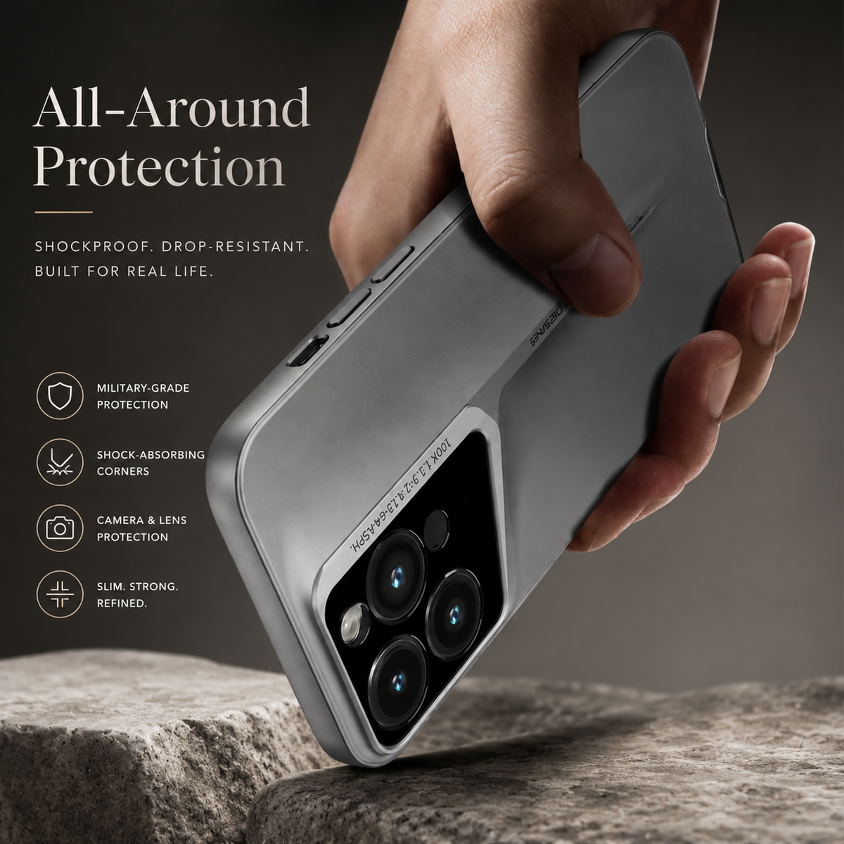 Premium iPhone Case Ultra Thin Titanium Blade Cover Shockproof Camera Lens Protection Lightweight Protective Case Slim Anti Scratch Durable Hard Back Design