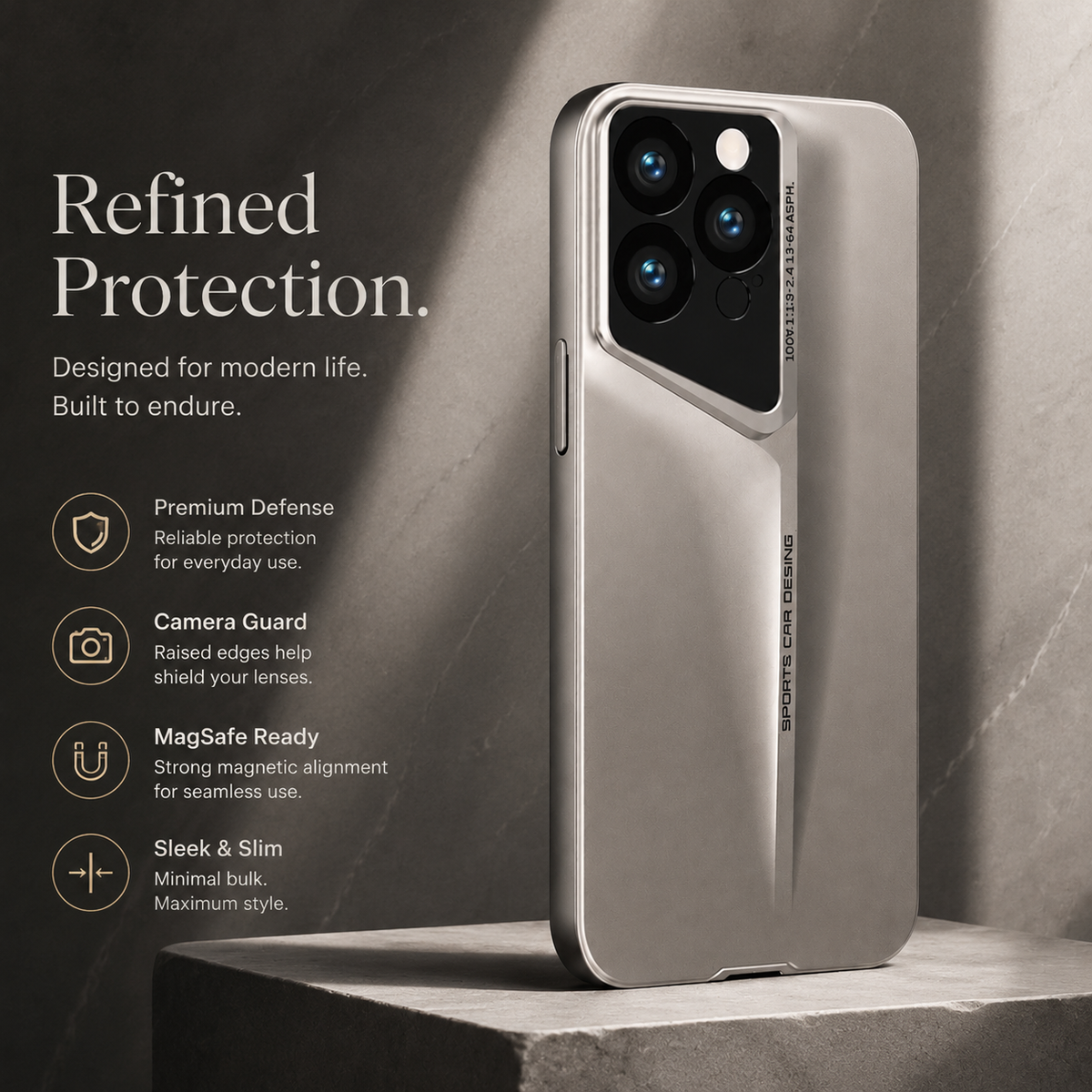 Premium iPhone Case Ultra Thin Titanium Blade Cover Shockproof Camera Lens Protection Lightweight Protective Case Slim Anti Scratch Durable Hard Back Design