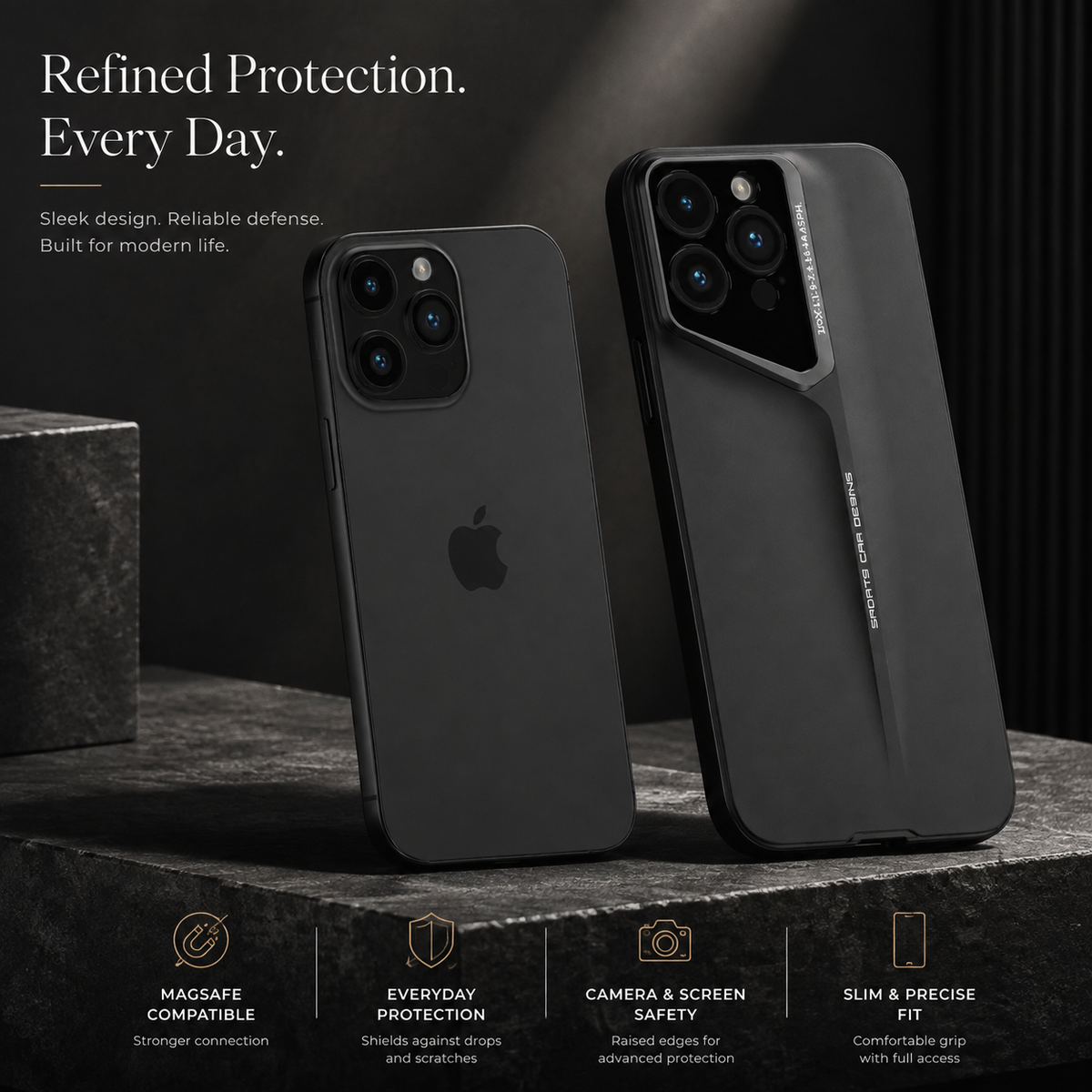 Premium iPhone Case Ultra Thin Titanium Blade Cover Shockproof Camera Lens Protection Lightweight Protective Case Slim Anti Scratch Durable Hard Back Design