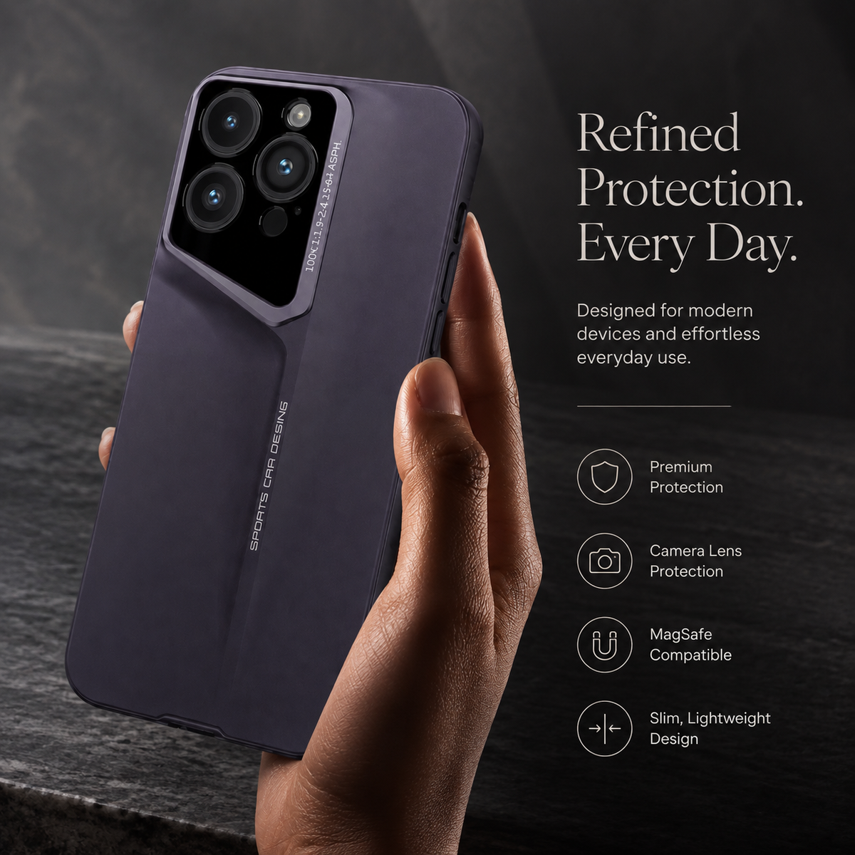 Premium iPhone Case Ultra Thin Titanium Blade Cover Shockproof Camera Lens Protection Lightweight Protective Case Slim Anti Scratch Durable Hard Back Design