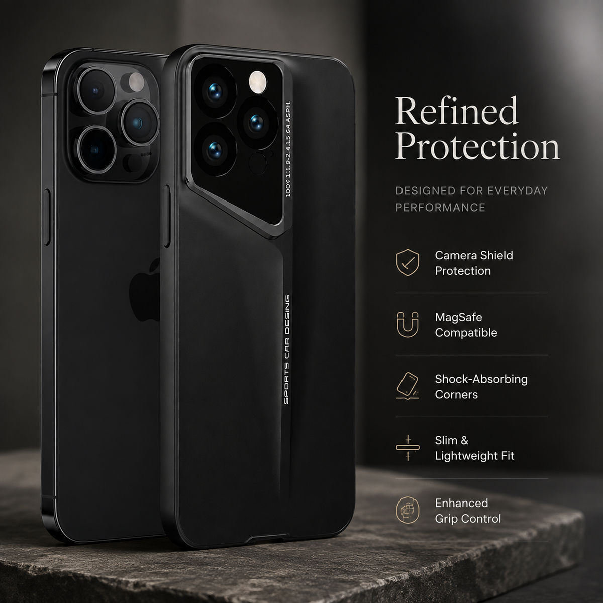 Premium iPhone Case Ultra Thin Titanium Blade Cover Shockproof Camera Lens Protection Lightweight Protective Case Slim Anti Scratch Durable Hard Back Design