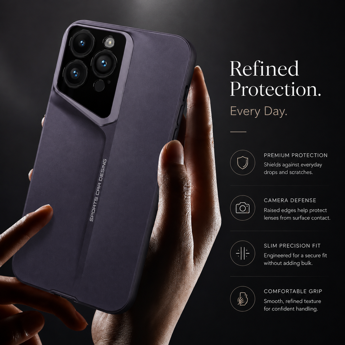 Premium iPhone Case Ultra Thin Titanium Blade Cover Shockproof Camera Lens Protection Lightweight Protective Case Slim Anti Scratch Durable Hard Back Design