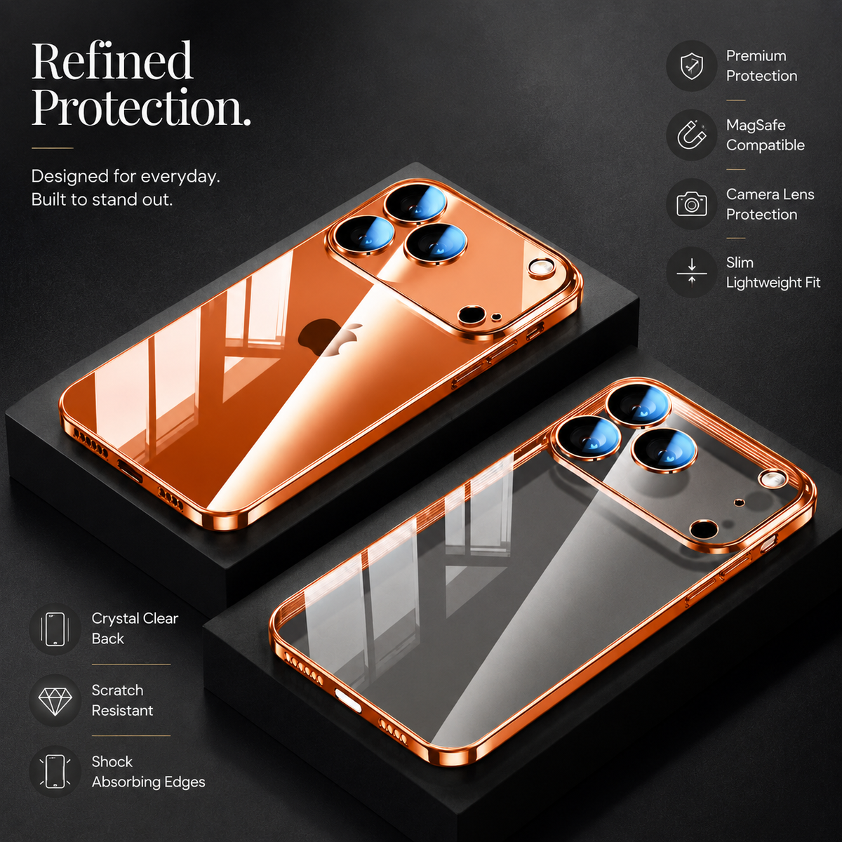 Premium iPhone Case Ultra Thin Transparent TPU Cover Full Lens Protection Shockproof Anti Fingerprint Non Slip Slim Lightweight Anti Scratch Clear Design