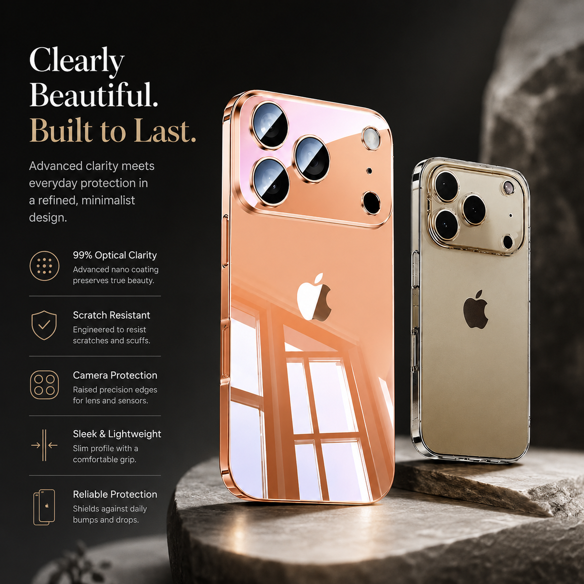 Premium iPhone Case Ultra Thin Transparent TPU Cover Full Lens Protection Shockproof Anti Fingerprint Non Slip Slim Lightweight Anti Scratch Clear Design
