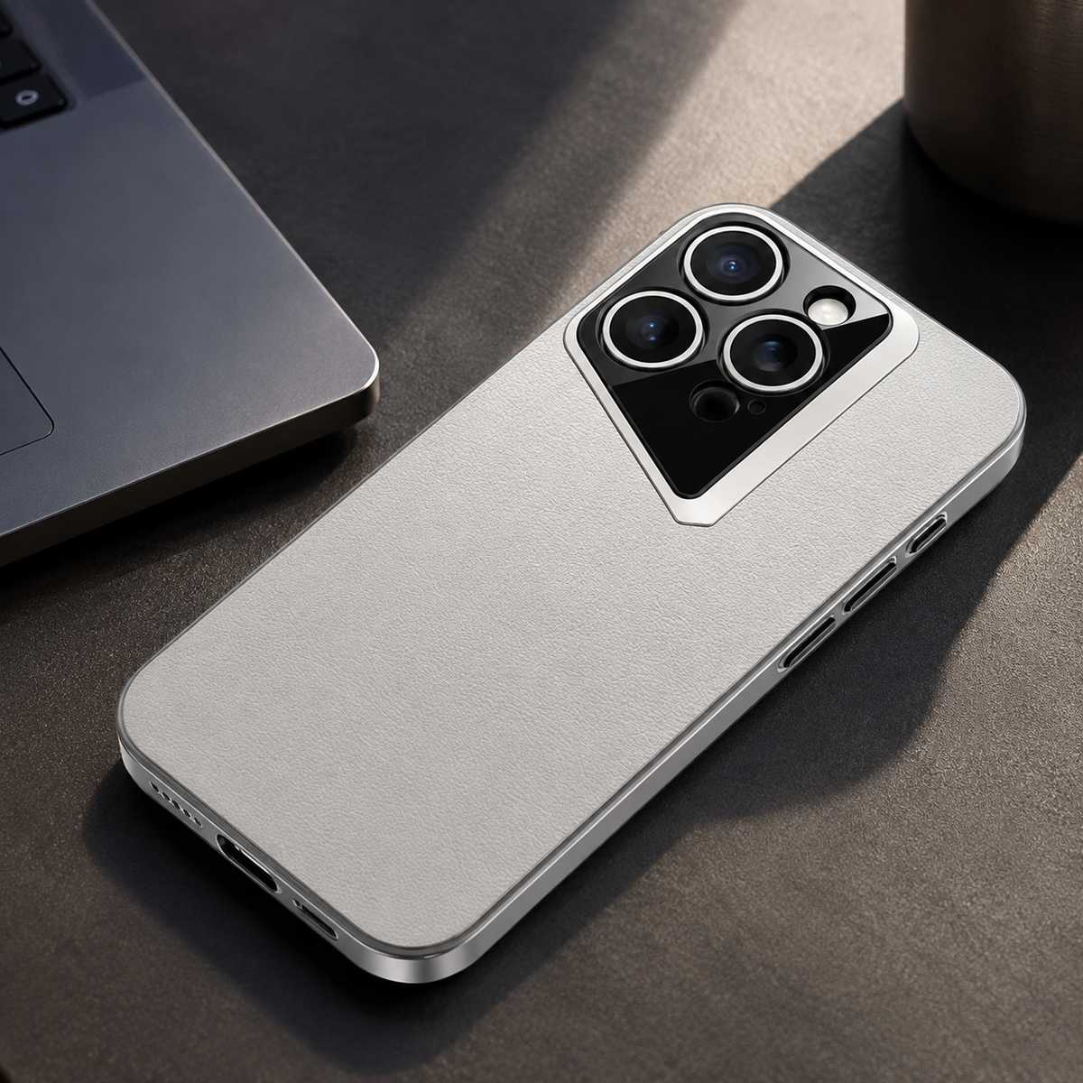 Premium iPhone Case Vegan Leather Hard Back Protective Cover Camera Lens Protection Anti Fingerprint Anti Scratch Slim Lightweight Minimalist Soft Touch