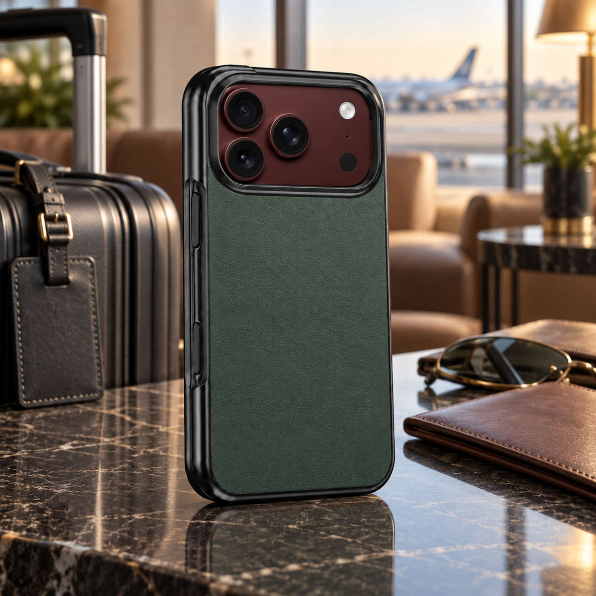 Premium iPhone Case Vegan Leather Sheepskin Texture Business Matte Foldable Shockproof Anti Scratch Non Slip Full Protection Slim Protective Cover Case